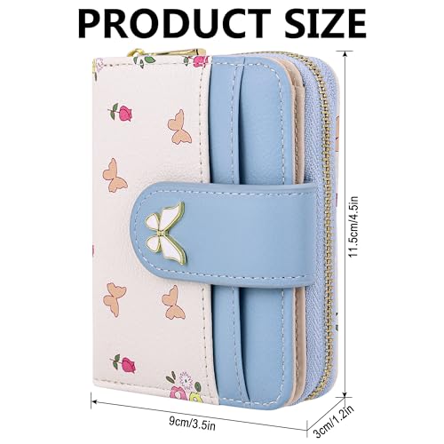 Image of Farcauo Womens Wallet Cute Small Wallets for Women Blue Women's Wallet Kawaii Butterfly Card Wallets for Women Ladies