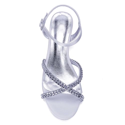 Satin Open Toe Strappy Sandals For Women, Platform Round Toe High Heels With Ankle Strap, Womens Wedge Sandals With Rhinestones, Evening Prom Wedding Shoes4