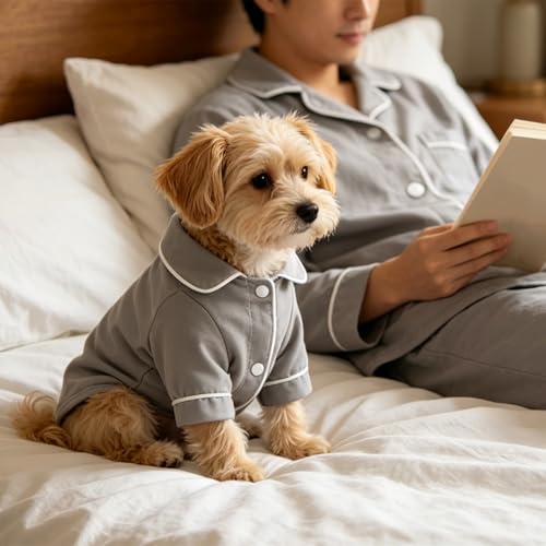 Pijama para perro L en pack de 3 ropa de dormir gris rosa y verde para mascotas de dos patas 6