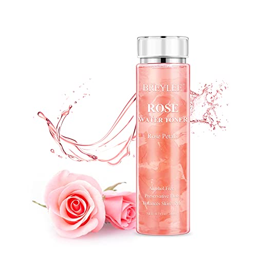 Rosenwasser 200ML, BREYLEE Rosenwasser vegan organisch Gesicht Toner konservierungsmittelfrei Gesichtswasser mit Rosenblatter Rose Water(200 ml, 6,7 fl oz) Cover