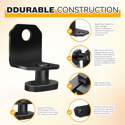 Image of Shipping Container Anchors,Heavy-Duty Steel Shipping Containers Tie Downs, Shipping Container Side Twist Lock for Anchoring to Rock Floor or Cement-4Pack