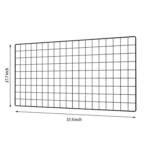 Pulatree Grid Photo Wall, Wire Wall Grid Panel For Photo Hanging Display Metal Grid Wall Decor Organizer Mesh Panels Display Wall Storage 37.4 X 17.7 Inch - Black #TOP2