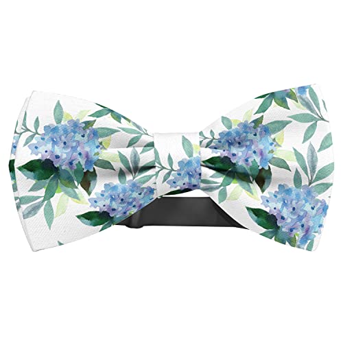 KAWAMOUSE Adjustable Pre-tied bow tie for toddler Boys (Watercolor Hydrangea Pattern) Elegant Cute Bowties for Dogs Cats Pets