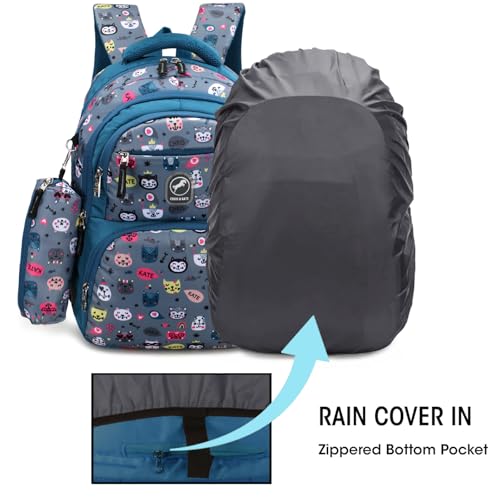 Image of Chris & Kate Premium 32 L Multi-Print School Bag for Boys Girls and Kids Spacious Interiors Casual Backpack Perfect for School, College, Everyday Use Includes Free Stationery Pouch and Rain Dust Cover