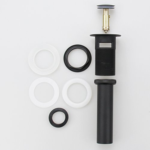 Bathroom Sink Pop Up Drain Assembly With Overflow Fits 1.57 to 2.36 Inch Sink Openings with 1-1/4 Inch Tailpiece Small Cap Solid Brass Drain Stopper (Matte Black) - Image 4