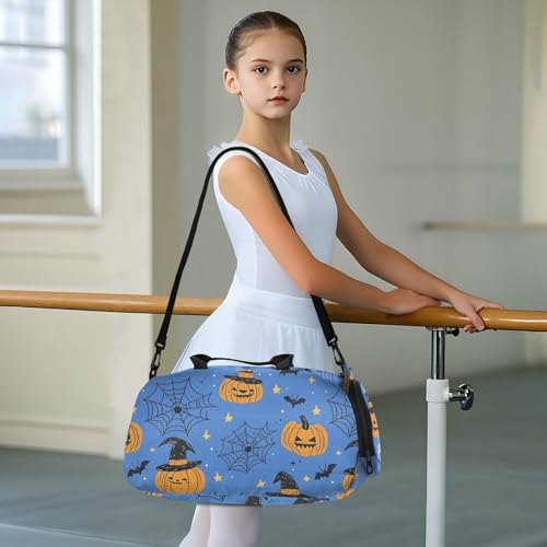 Duffle Bag for Boys or Girls with Shoes Compartment, Halloween Pattern 15 Sports Travel Bag Overnight3