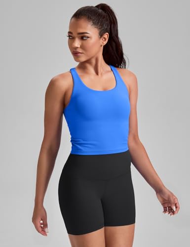 Image of HeyNuts Longline Zeal Bras Medium Impact Wirefree Sports Bras Workout Crop Tank Tops with Removable Pads, A-D Cups
