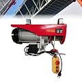2200 lbs/1T Automatic Lift Electric Cable Hoist with Wireless Remote Control Overhead Crane Garage Ceiling Pulley Winch w Towing Strap, Electric Wire Rope Hoist, 38ft Lifting Height,110V
