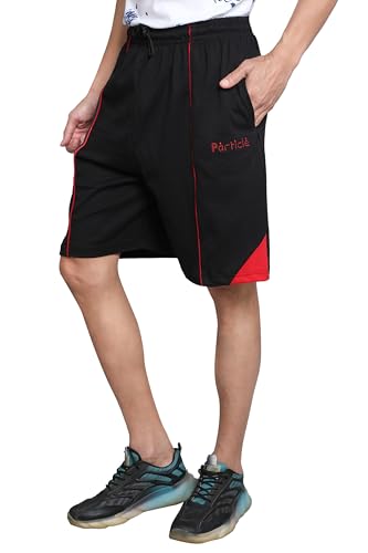 Image of Particle Men's Plus Size Hosiery Corduroy Cotton Bermuda Shorts | 230 GSM Ribbed Fabric | Big Size Casual Half Pants with Pockets for Walking, Gym & Lounge (XL-5XL)