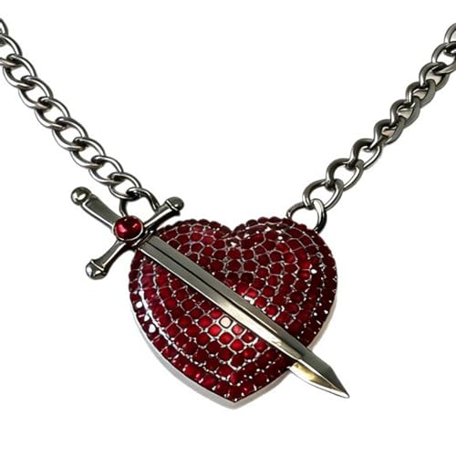 Cadena para cuello dulce y fresca con colgante de corazón rojo