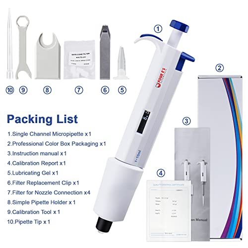 Four E'S Scientific 5752 1-10Ml Single-Channel Pipettor Adjustable Variable Volume Micropipette High Accurate Pipettor thumb #5