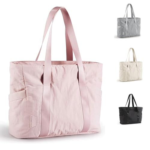 El Mejor Listado de Bolsa de trabajo go fitness los preferidos por los clientes. 41 Tote Bag Mujer, Bolso Tote Grande con Cremallera y Correa para Mat de Yoga - Bolsa de Hombro Resistente para Mujer, Viaje, Gimnasio, Playa