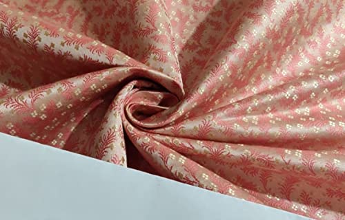 Tissu brocart BRO850 couleur pêche corail doré 112 cm pour couture loisirs créatifs au mètre
