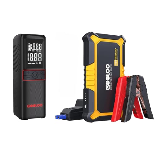 GOOLOO GT160 Tire Inflator Portable Air Compressor & New GP2000 Jump Starter 2000A Car Starter Battery Pack - Detailed View
