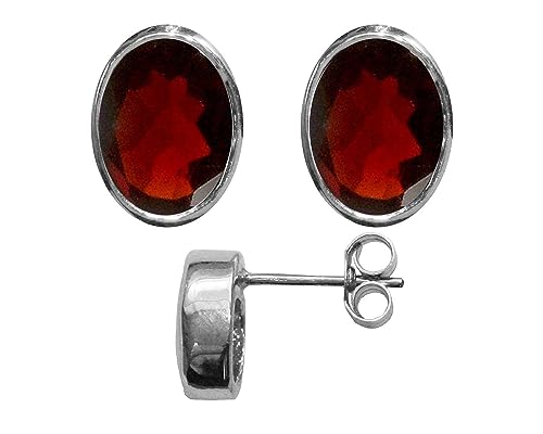 Boucles d'oreilles grenat naturel argent 925 massif solitaire de luxe