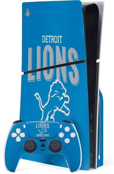 Skinit Decal Gaming Skin Compatible with PS5 Slim Disk Bundle - Officially Licensed NFL Detroit Lions Helmet Design