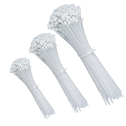 M3.6 x 250mm 10 inch Length Cable Zip Ties Premium Plastic Wire Ties with 50 Lbs Tensile Strength, Self Locking, White Nylon Tie Wraps
