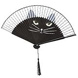 Vvikizy Eventail Chat Pliable Motif Chat Ventail de Chat Pliable Peint Jet d'encre Style Japonais de Mariage Danse handwaaier waaier Hand Ventiladores de Ventiladores de pantalla