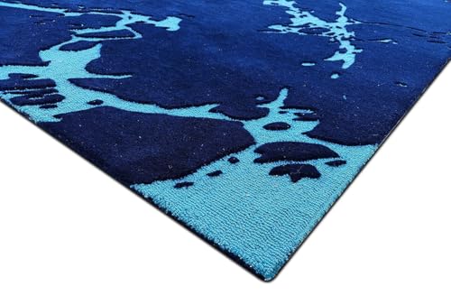 Image of Embossed Handmade GH Wool Thick Geometrical Carpet is a Stylish and Practical Addition to Any Living Room 6X9