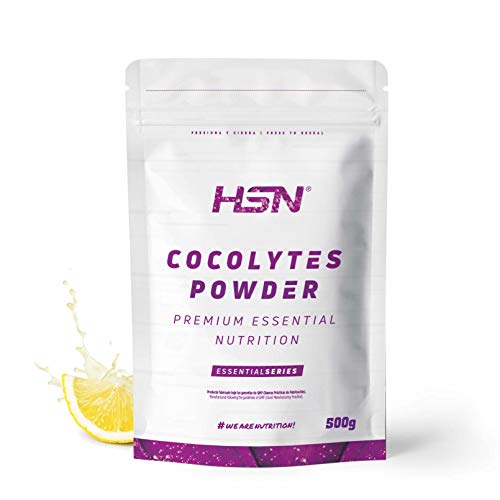 HSN Agua de Coco + Electrolitos en Polvo Cocolytes | Limón 500g | Baja Osmolaridad | Sales Minerales (Cloruro + Sodio + Potasio) | No Contiene Dosificador | No-GMO, Vegano, Sin Gluten