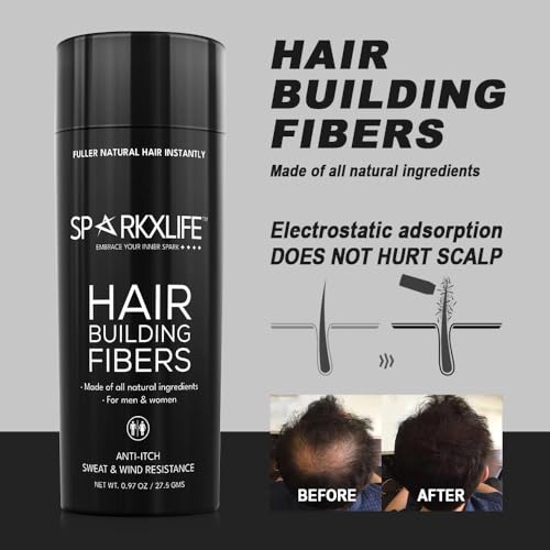 Image of Hair Fiber Brown - Keratin Thick Fiber & Hair Building Fibre for Men & Women - Instant Concealer & Filler powder for Thinning Hairline & Bald Spots (27.5g) (Brown)