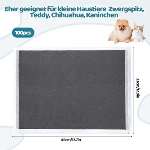 100 Stück PIPI Matten für Hunde 33 × 45 cm, Welpen Unterlagen Trainingspads, Super Saugfähige Oberfläche, Puppy Pads für Kranke und Inkontinente Tiere