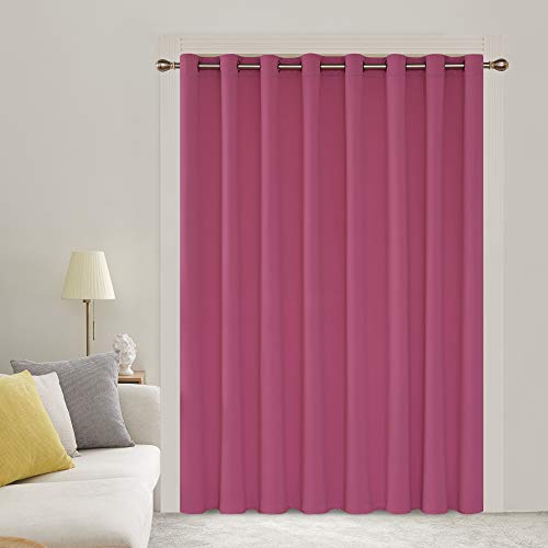 Image of Deconovo Solid Grommet Panels Blackout Wide Width Dekening Room Divider for Patio Door Curtain, 100W X 95L, Rose