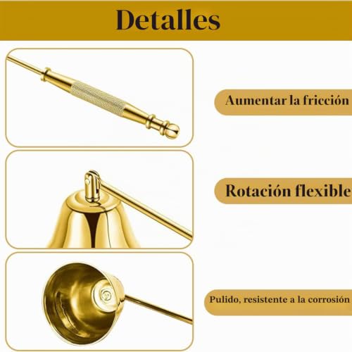 Miniatura 3 de Frdelma Apagavelas, Apagador De Velas Con Mango Extintor De Mecha De Vela Para Apagar La Llama De Velas, Velas Perfumadas, Velas De Aromaterapia Y Velas De Cristal Dorado