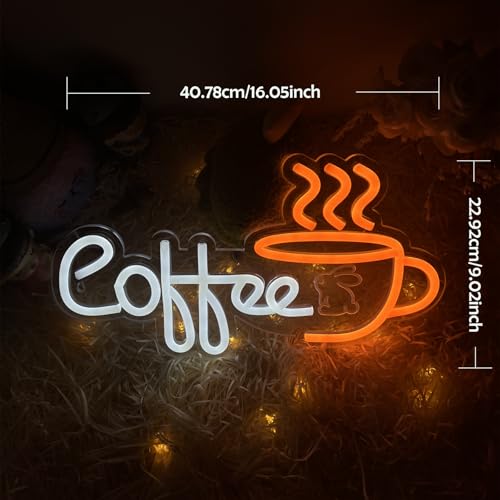 Image of Coffee Neon Sign, Bunny Rabbit Design for Home, Office, Bedroom, Living Room, Kitchen, Bar, Cafe, 16.05x9.02inches