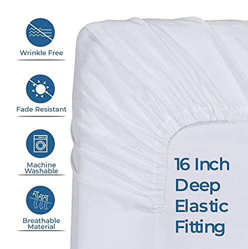 Dan River Queen Jersey Sheet Set| Luxury Heather 100% Cotton Bed Sheets| T-Shirt Sheets| All Season Bedding| Soft Comfortable Deep Pocket Jersey Cotton Bed Sheets (4Pc, Queen, White) #TOP4