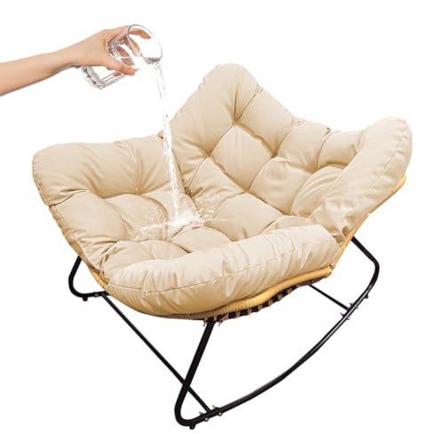 Genérico Mecedora para Interior Y Exterior, Sillón De Lectura Ergonómico, Antideslizante Sillón De Relajación Resistente a La Intemperie, Sillón para Balcón, Jardín, Salón,Beige