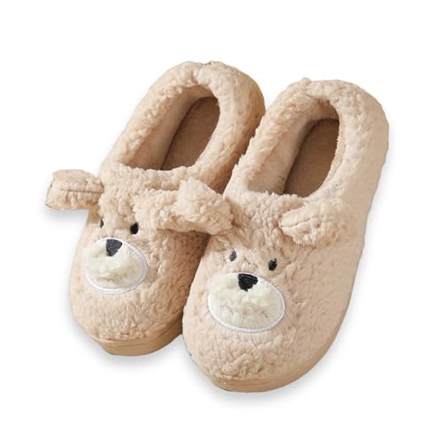 LilRoot Cute Bear Slippers Fuzzy Funny Animal Slippers Warm Soft Fluffy Closed Non-Slip Slippers for Winter Women Girls for Lounging Home