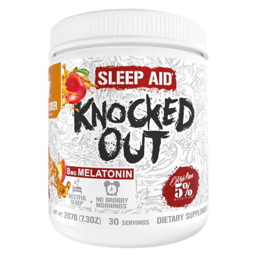 5% Nutrition Rich Piana Knocked Out Natural Sleep Aid | Post-Workout Recovery & Deep Sleep Supplement | GABA, Melatonin, Chamomile, Tyrosine, 5-HTP, & More | 7.2 oz, 30 Servings (Apple Cider)