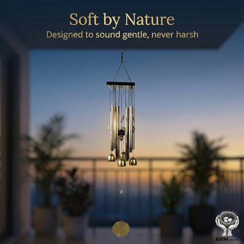 Image of Wind Chime | Wind Chimes for Balcony | Wind Chimes for Home Positive Energy | Home Decoration(Golden,Pipe & Hanging Bells)