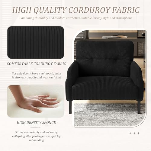 Sillón Plegable Corduroy Negro miniatura 6