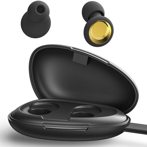 Ear Plugs for Sleeping, Noise Cancelling Earplugs, Ultra Soft Reusable Ear Plugs for Snoring, Travel, Concerts & Study, with Portable Case, Gold