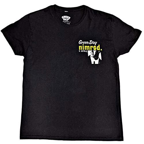 T Shirt Green Day Nimrod Breast Print Band Logo Unisex Noir