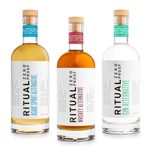 RITUAL ZERO PROOF Agave Spirit, Whiskey & Gin Alternative Bundle | Award-Winning Non-Alcoholic Spirits | 3 x 25.4 Fl Oz (750ml) | Crafted for Premium Alcohol-Free Cocktails