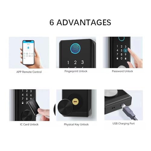 Serrure de porte électronique Tuya avec code et badge RFID - Version Black