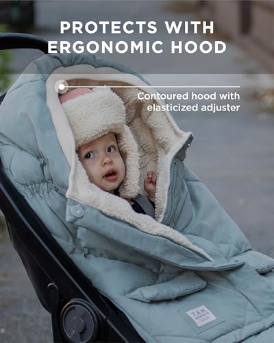 Image of 7AM Enfant Stroller Blanket 212 - Adjustable Baby Car Seat Zipped Blanket for Babies Winter, Unisex Multi Purpose Fleece Lined Warm Hooded Toddler Footmuff Water Repellent | (6M - 4T)