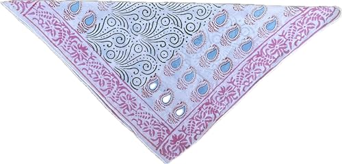 100% Handmade Hand Printed Cotton Bandana For Women - High Quality Hand Block Bandanas For Women - Unique Paisley Design Scarf, Premium Kerchiefs For Men and Women4