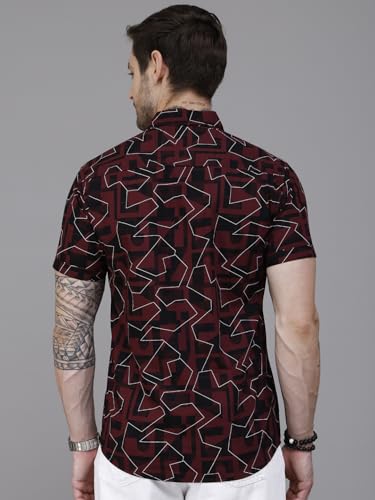 Image of Majestic Man Slim Fit Floral Printed Pure Cotton Casual Half Sleeve Shirt