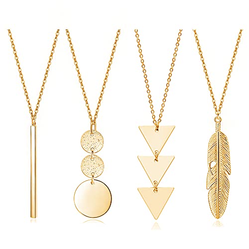 long necklaces for women - fashion pendant necklace jewelry silver bar feather circle leaf lock tassel y necklace jewelry set for girls