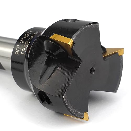 Image of Indexable End Mill with 3 Pcs TPCN32PDTR Tpg32 Carbide Inserts, 2 inch Cutting Diameter, 3-3 /4 inch Overall Length, 90 Degree, 3 /4 inch Shank, TP32, 3 Flutes
