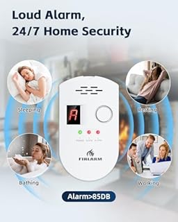 Firlarm Natural Gas Detector, Plug-in Gas Leak Detector for Home, Propane Leak Alarm for RV and Kitchen, with LED Digital Display
