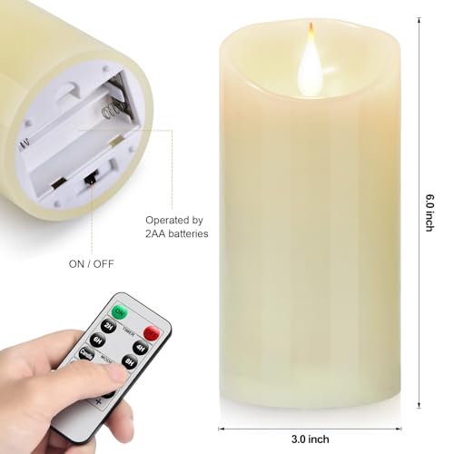 Image of Flameless Battery Operated LED Candles 3D Wick Remote Control 24-Hour Timer (Pack of 2)