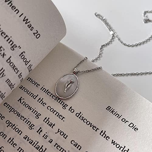 Pendentif tulipe argent 925 chaîne ajustable ras du cou