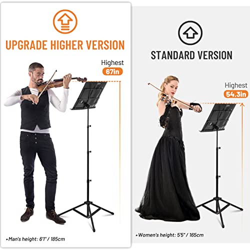 Image of CAHAYA Folding Sheet Music Stand & Desktop Book Stand Higher Version Lightweight Portable Adjustable with Carrying Bag, Metal Music Stand with Music Sheet Clip Holder CY0305