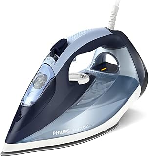 Philips Azur z Serii 7000 Żelazko Parowe - 2800W, 50/min Ciągłego Wyrzutu Pary, Silne Uderzenie Pary Do 250g, Pionowy Wyrzut Pary, Stopa SteamGlide Plus, Lazurowy/Błękitny (DST7020/20)