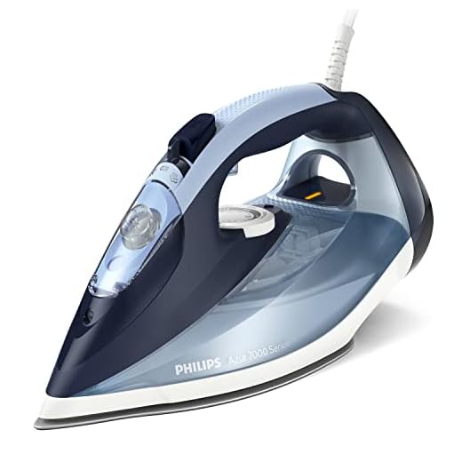 Philips Azur 7000 Series Stoomstrijkijzer - 2800W, 50 g/min Continue Stoom, 250 g Stoomstoot, Verticale Stoom, SteamGlide Plus Zoolplaat, Louros/Katoen Blauw (DST7020/20)